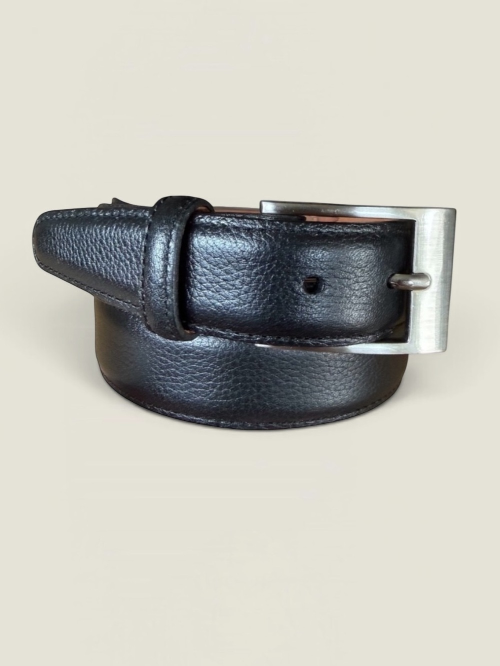 New! MARTIN DINGMAN Embossed Scotch Grain Nickle Hardware Leather Belt Size 38